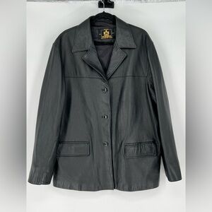 Italian vintage black leather blazer or car coat, a true‎ classic